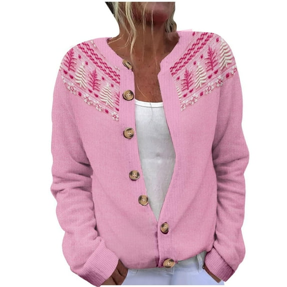 Luxalzxs Ugly Christmas Sweaters for Women Christmas Cardigans Funny Xmas Open Front Button Down Knit Coat Outwear