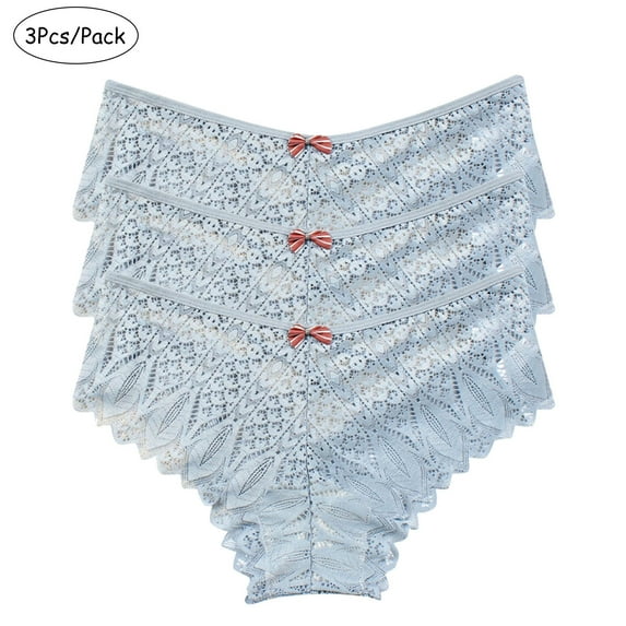 Luxalzxs Underwear Women Pack 3PC Lingerie G-String Lace Briefs Underwear Panties T-String Thongs Knick Underpants