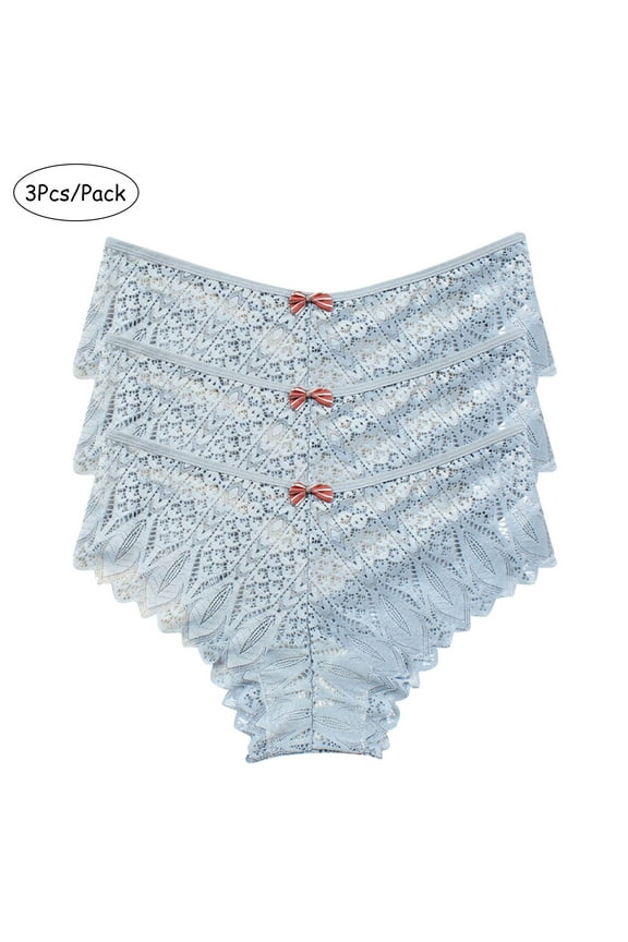 Luxalzxs Underwear Women Pack 3PC Lingerie G-String Lace Briefs Underwear Panties T-String Thongs Knick Underpants