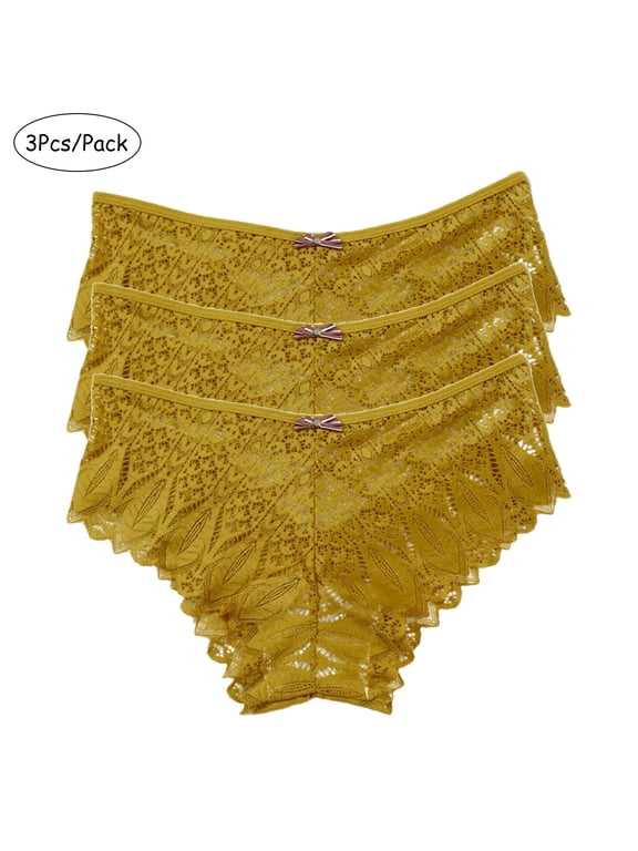 Luxalzxs Underwear Women Pack 3PC Lingerie G-String Lace Briefs Underwear Panties T-String Thongs Knick Underpants