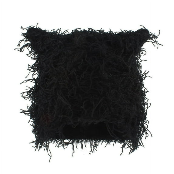 Luxalzxs Unisex Distressed Knitted Beanie Fuzzy Winter Hats Thick Warm Beanies Snow Hats Skull for Women Men Outdoor Ski Knit Cap