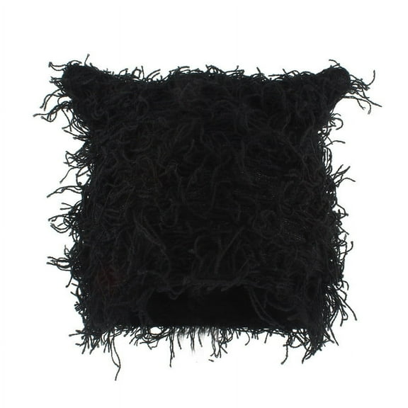 Luxalzxs Unisex Distressed Knitted Beanie Fuzzy Winter Hats Thick Warm Beanies Snow Hats Skull for Women Men Outdoor Ski Knit Cap