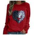thumbnail image 1 of Luxalzxs Valentine Shirts for Women Casual Horse Heart-Shaped Print Raglan Long Sleeve Blouse Tops Sweatshirt Valentines Day Outfit, 1 of 4