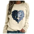 thumbnail image 1 of Luxalzxs Valentine Shirts for Women Casual Horse Heart-Shaped Print Raglan Long Sleeve Blouse Tops Sweatshirt Valentines Day Outfit, 1 of 4