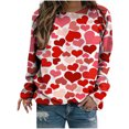 thumbnail image 1 of Luxalzxs Valentines Day Shirts Women Pretty Love Heart Printed Thin Sweatshirt Fashion Casual Long Sleeve Loose Round Neck Pullover Tunic Tops, 1 of 5