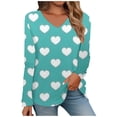 thumbnail image 1 of Luxalzxs Valentines Day Tops for Women 2024 Oversized Casual Cute Love Heart Graphic Print Tops Sexy V-Neck Long Sleeve Shirts, 1 of 5