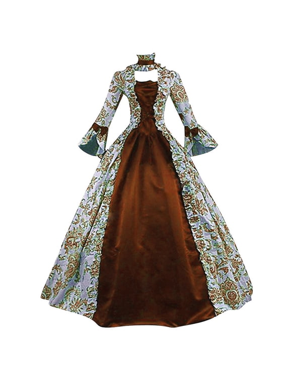 Luxalzxs Victorian Dress for Women 1800s Medieval Renaissance Dress Plus Size Vintage Court Flare Sleeve Corset Dress Cocktail Party Princess Ball Gown Halloween Gothic Elegant Queen Dress