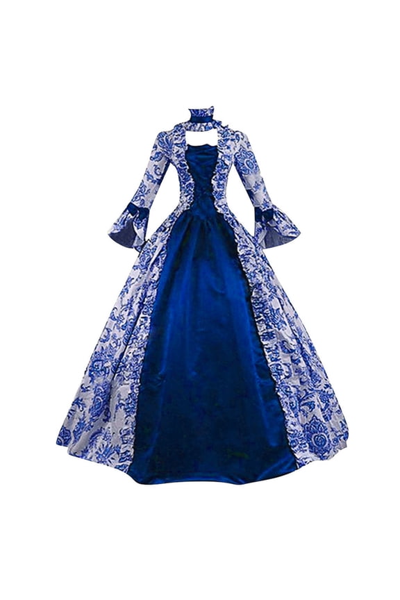 Luxalzxs Victorian Dress for Women 1800s Medieval Renaissance Dress Plus Size Vintage Court Flare Sleeve Corset Dress Cocktail Party Princess Ball Gown Halloween Gothic Elegant Queen Dress