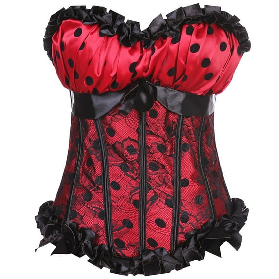 Luxalzxs Vintage Corset Tops for Women Fashion Gothic Corsets Lace Up Slimming Polka Dot Shapewear Bustier Tops