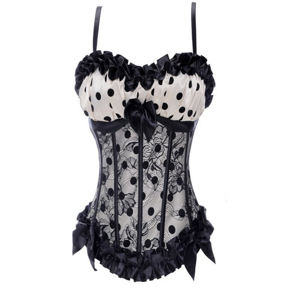 Luxalzxs Vintage Corset Tops for Women Fashion Gothic Corsets Lace Up Slimming Polka Dot Shapewear Bustier Tops