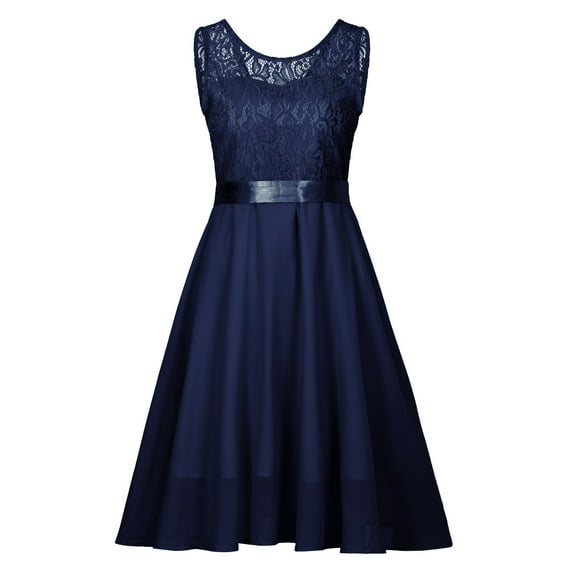 Luxalzxs Wedding Guest Dresses for Women Zipper Lace Sleeveless Round Neck Prom Dress Cocktail Dresses