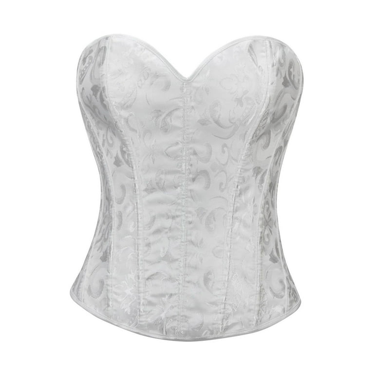 lace up layered corset（white,F） MISS MOLY Women's Plus Size Overbust Bridal Corset Bustier Lace Up