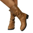 thumbnail image 1 of Luxalzxs Winter Boots for Women Fashion Round Toe Buckle Strap Chunky Heels Non-Slip Mid-Calf Boots Retro Comfortable Casual Ladies Footwear Shoes, 1 of 5