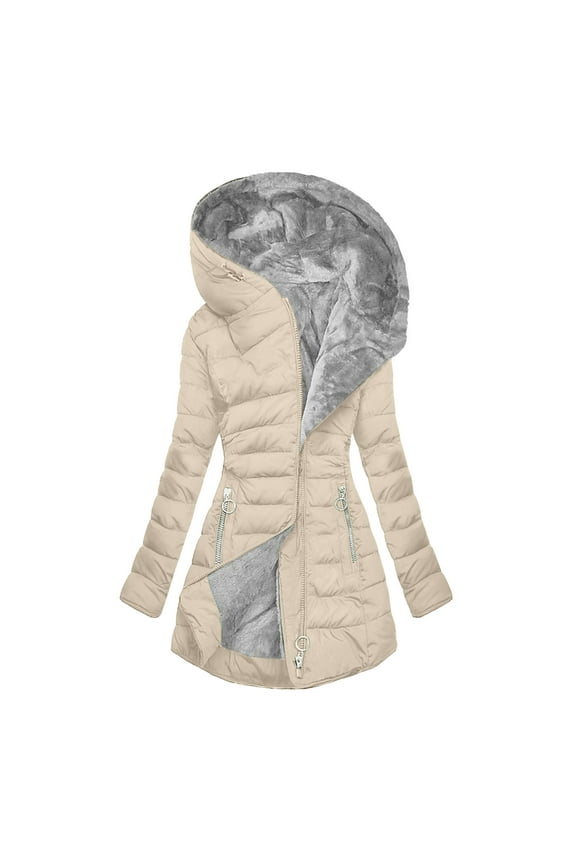 Luxalzxs Winter Coats for Women, Fashion Hooded Outwear Winter Thicken Warm Quilted Jacket Padded Slim Jacket, Outdoor Rainproof Coat