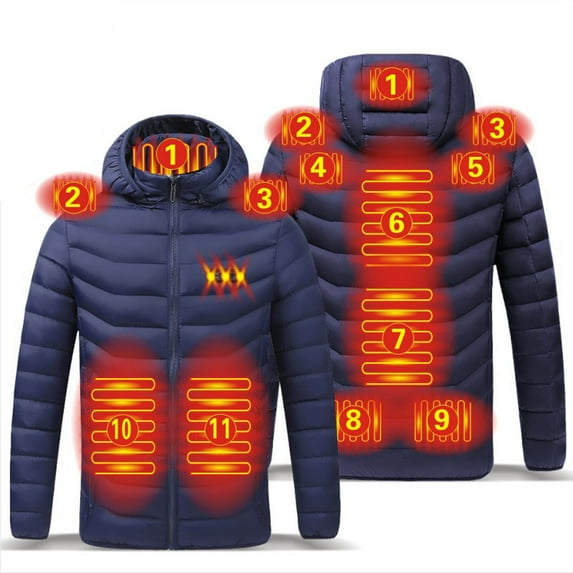 Luxalzxs Winter Coats for Women Men USB Charging Heated Three Control 11-Zones Heated Hooded Jacket