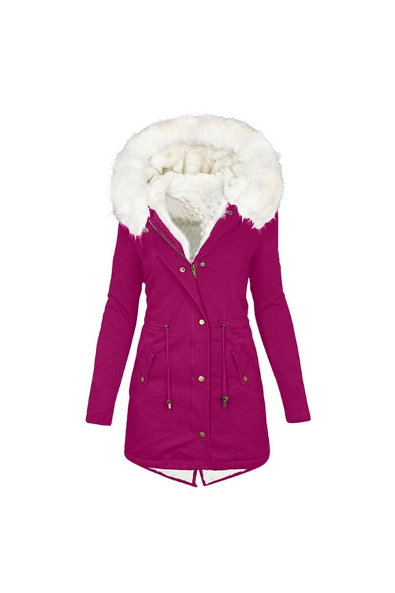 Luxalzxs Winter Coats for Women Winter Warm Jackets Plus Size Fleece Lined Thick Overcoat Hooded Puffer Down Jacket Zipper Parka Coat