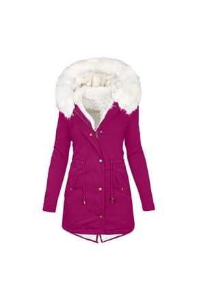 Luxalzxs Winter Coats for Women Winter Warm Jackets Plus Size Fleece Lined Thick Overcoat Hooded Puffer Down Jacket Zipper Parka Coat
