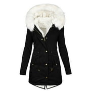 Winter Coats for Women Winter Warm Jackets Plus Size Fleece Lined Thick Overcoat Hooded Puffer Down Jacket Zipper Parka Coat