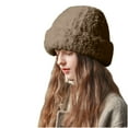 thumbnail image 1 of Luxalzxs Winter Hats for Women Faux Fur Warm Fluffy Knit Crochet Beanie Cap Outdoor Ear Cover, 1 of 5