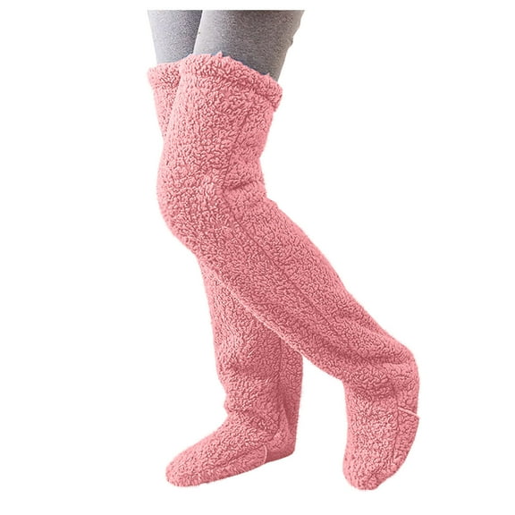 Luxalzxs Winter Plush Warm Leg Socks Home Socks Cover Floor Socks Over Knee High Fuzzy Socks Winter Furry Long Leg Warmers Plush Slipper Socks