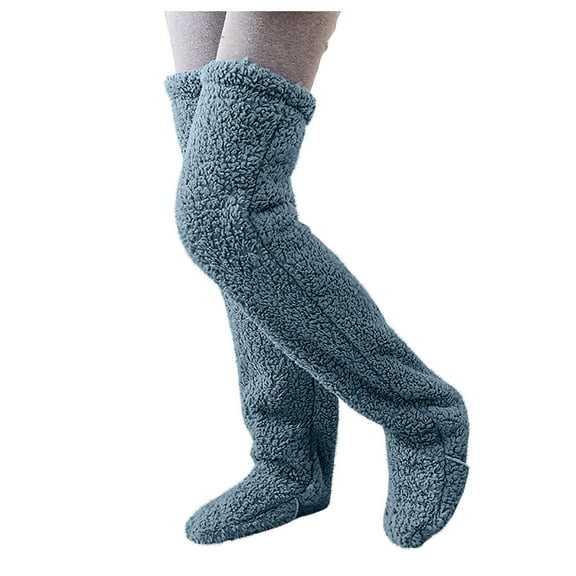 Luxalzxs Winter Plush Warm Leg Socks Home Socks Cover Floor Socks Over Knee High Fuzzy Socks Winter Furry Long Leg Warmers Plush Slipper Socks