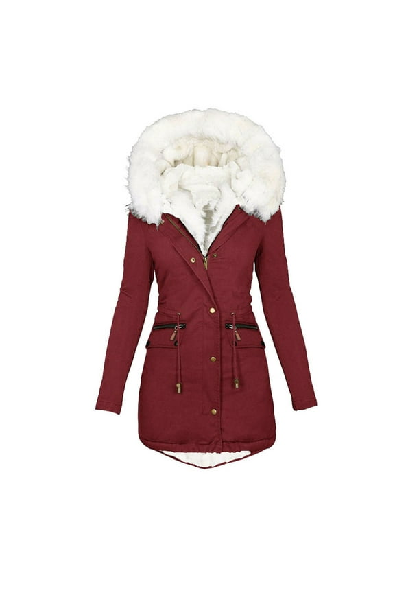 Luxalzxs Winter Puffer Coats for Women Plus Size Thick Jackets Padded Warm Outerwear Fashion Fleece Lined Hooded Zipper Parkas Jacket