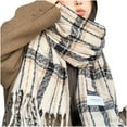 thumbnail image 1 of Luxalzxs Winter Scarf for Women Cold Weather Fashion Retro Plaid Shawls Wraps Thick Warm Soft Scarf Wraps for Women, 1 of 5