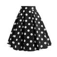 thumbnail image 1 of Luxalzxs Women 50s Vintage Polka Dot A Line Pleated Midi Skirt Cocktail Swing Skirt High Waist Knee Length Flared Skirt Casual Retro Belted Party Skirts, 1 of 6