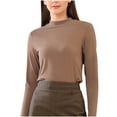 thumbnail image 1 of Luxalzxs Women Autumn Winter Half High Neck Tight Bottom Shirt Long Sleeve Waist Wrapped Underlay Top Stretch Slim Basic Shirts, 1 of 2