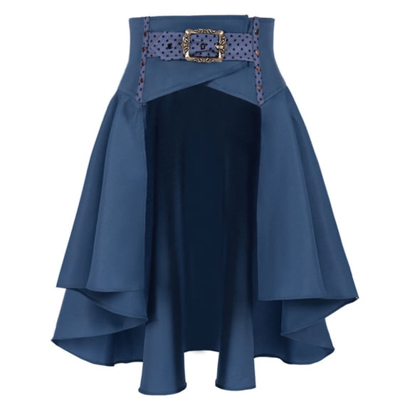 Luxalzxs Women Goth Steampunk Skirt High Waist Irregular Hem A-Line Medieval Pirate Skirt