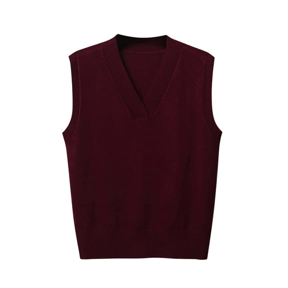 Luxalzxs Women V-Neck Knit Sweater Vest Solid Color Overlapping Cuff Sleeveless Sweater Casual Lightweight Pullover Fall Winter Jumper Vest