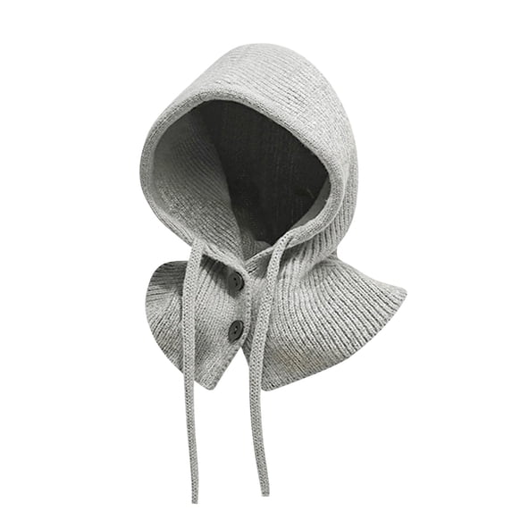Luxalzxs Women Winter Knitted Cap Button Lace Up Wool Cap Plus Velvet Warm Cycling Windproof Collar Ear Protection Hat