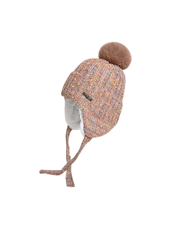Luxalzxs Women Winter Peruvian Cover Ears Beanie Hat Earflap Warm Sherpa Fleece Lined Knit Hats with Pompom Outdoor Ski Hat