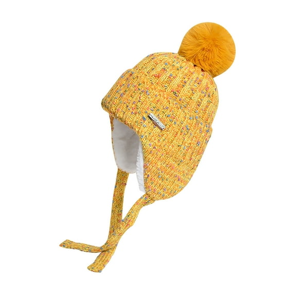 Luxalzxs Women Winter Peruvian Cover Ears Beanie Hat Earflap Warm Sherpa Fleece Lined Knit Hats with Pompom Outdoor Ski Hat