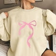 thumbnail image 1 of Luxalzxs Women's Bow Round Neck Pullover Long Sleeve Drop Shoulder Loose Fit Casual Lovely Sweatshirts, 1 of 4