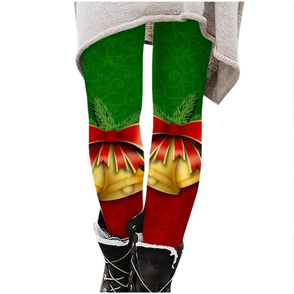 Luxalzxs Women's Christmas Printed Leggings Casual High Waisted Slim Fit Hip Lifting Yoga Stretch Pants Winter Holiday Warm Tights