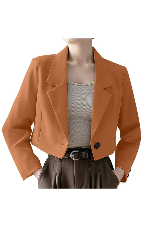 Luxalzxs Women's Cropped Blazers & Suit Jackets Business Casual Blazers Long Sleeve Open Front Work Suit Office Blazer Jackets