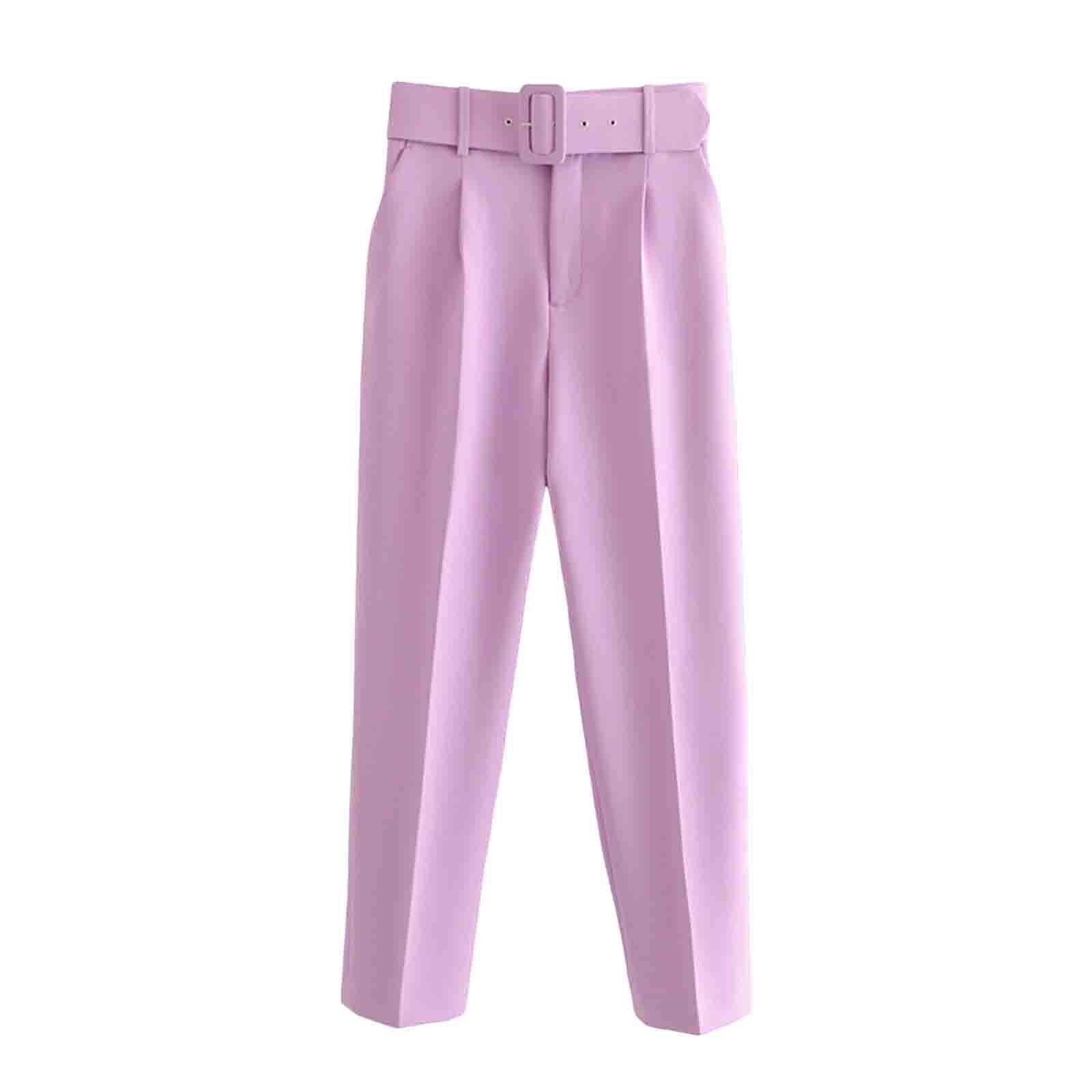 High Waist Belted Ankle Length Elegant Office Pants main image 0