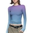 thumbnail image 1 of Luxalzxs Women's Fashion Casual Long Sleeve Gradient Color Round Neck T-Shirt Basic Y2K Tight Slim Fit Workout Yoga Shirt, 1 of 5