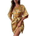 thumbnail image 1 of Luxalzxs Women's Floral Print Silk Kimono Robes Bridesmaid Satin Robes Wedding Party Sleepwear Nightgown, 1 of 5