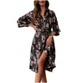 thumbnail image 1 of Luxalzxs Women's Floral Print Silk Kimono Robes Bridesmaid Satin Robes Wedding Party Sleepwear Nightgown, 1 of 5