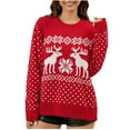 thumbnail image 1 of Luxalzxs Women's Funny Ugly Christmas Knitted Sweaters Crewneck Cute Reindeer Pullover Sweater for Holiday Party, 1 of 5