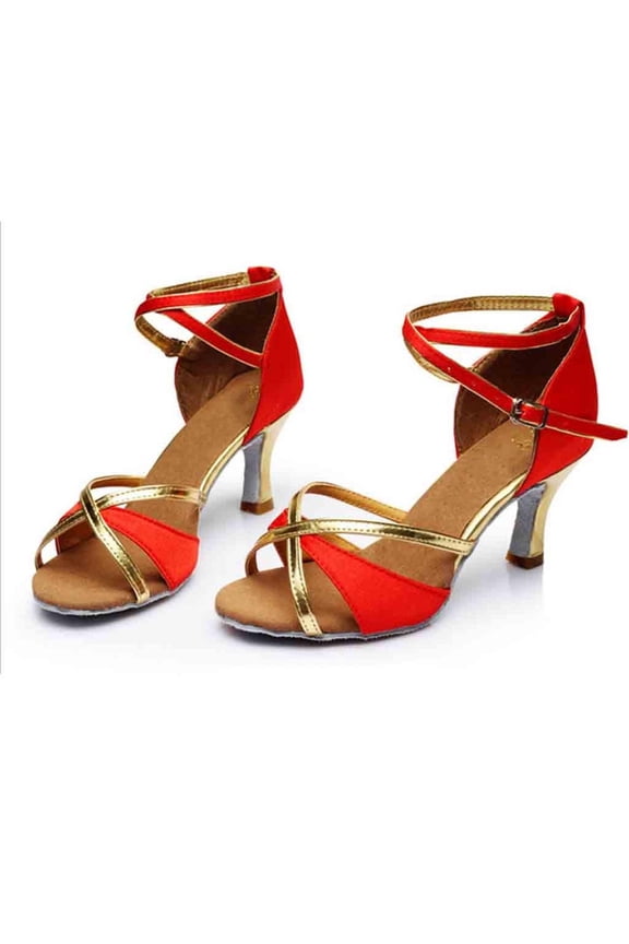 Luxalzxs Women's Latin Dance Shoes Professional Ballroom Salsa Practice Performance Dancing Shoes Lightweight Tango Sandals Cross-Strap Training Shoes