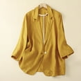 thumbnail image 1 of Luxalzxs Women's Linen Cotton Casual Blazer Jackets Lightweight Sports Coats Summer Solid Color Casual Long Sleeve Open Front One Button Suit Jacket Business Office Dressy Jacket Suit, 1 of 4