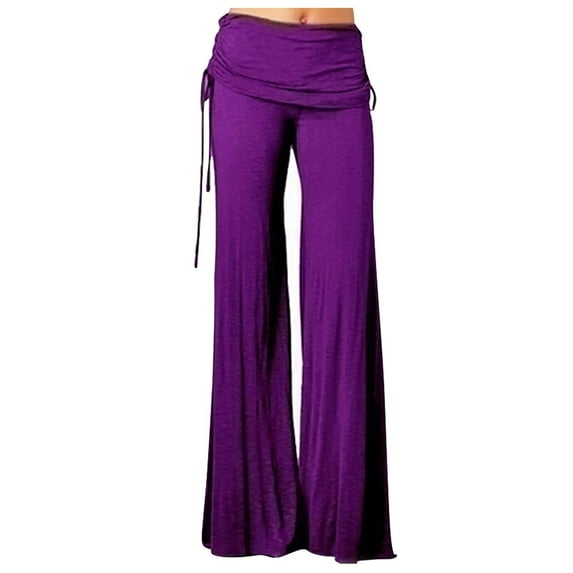 Luxalzxs Women's Loose High Waist Wide Leg Pants Workout Out Leggings Casual Yoga Gym Flare Pants Sweatpants