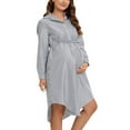 thumbnail image 1 of Luxalzxs Women's Maternity Striped Shirts Dresses Tie Waist Lapel Collar Button Down Long Sleeve Pregnancy Clothes Business Casual Outfit, 1 of 5
