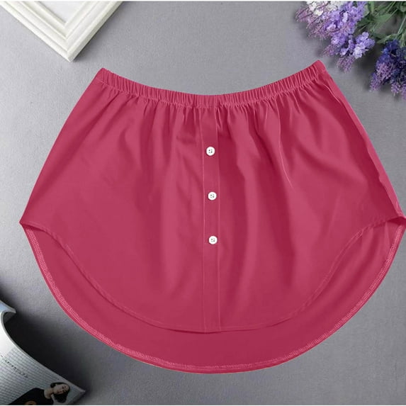 Luxalzxs Women's Mini Adjustable Shirt Extender Removable Layering Half Length Underskirt with Buttons, Plus Size Layering Fake Top Lower Sweep Skirt, Cotton A-Line Mini Skirt Underneath Fake Hemline