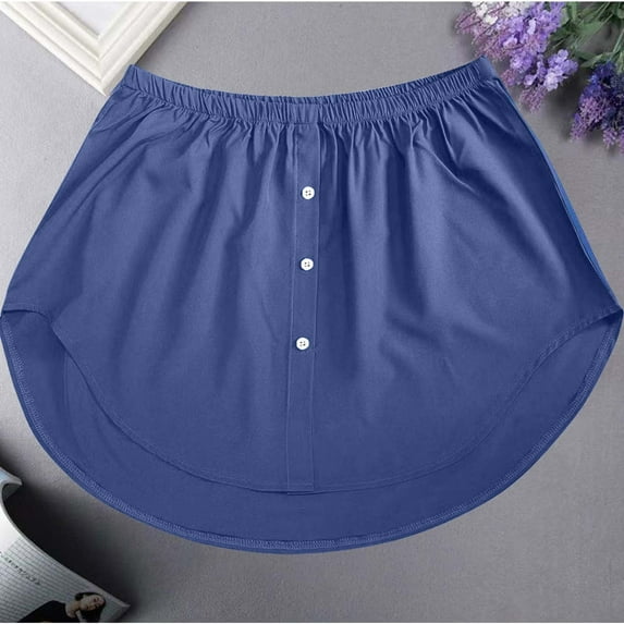 Luxalzxs Women's Mini Adjustable Shirt Extender Removable Layering Half Length Underskirt with Buttons, Plus Size Layering Fake Top Lower Sweep Skirt, Cotton A-Line Mini Skirt Underneath Fake Hemline