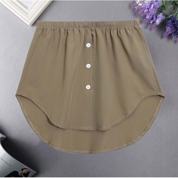 Luxalzxs Women's Mini Adjustable Shirt Extender Removable Layering Half Length Underskirt with Buttons, Plus Size Layering Fake Top Lower Sweep Skirt, Cotton A-Line Mini Skirt Underneath Fake Hemline