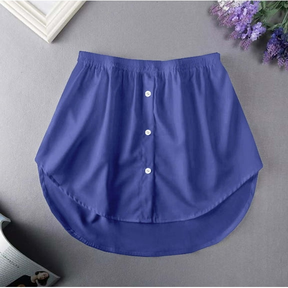 Luxalzxs Women's Mini Adjustable Shirt Extender Removable Layering Half Length Underskirt with Buttons, Plus Size Layering Fake Top Lower Sweep Skirt, Cotton A-Line Mini Skirt Underneath Fake Hemline